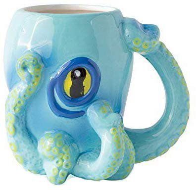 Ceramic Blue Octopus Coffee Mug - As seen on"Criminal Minds" - w/Tentacle Handle by Comfify - w/ 8 Squirmy 3D Tentacles & Big Eye - Perfect Coffee Gift for Gamers and Cthulhu Fans - 12 oz.: Amazon.ca: Home & Kitchen