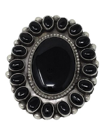Joelias Draper Navajo Handmade Big Cluster Black Onyx Ring