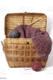 basket with crochet yarn and needle - Google Search