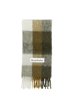 Acne Studios - MOHAIR CHECKED SCARF in Taupe/green/black
