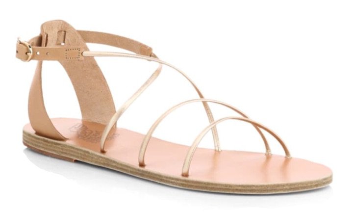 Ancient Greek Sandals Meloivia Flat Metallic Sandals