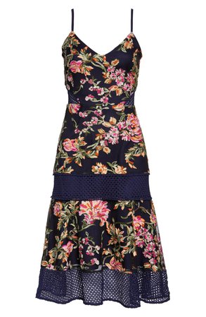 Adelyn Rae Kaylea Sleeveless Embroidered Lace Trim Dress | Nordstrom