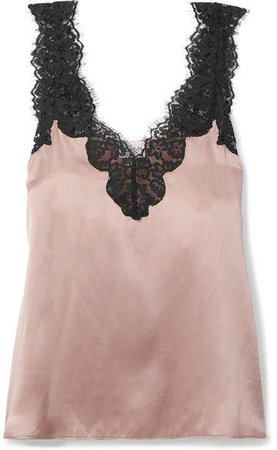 The Leia Lace-trimmed Silk-charmeuse Camisole - Antique rose