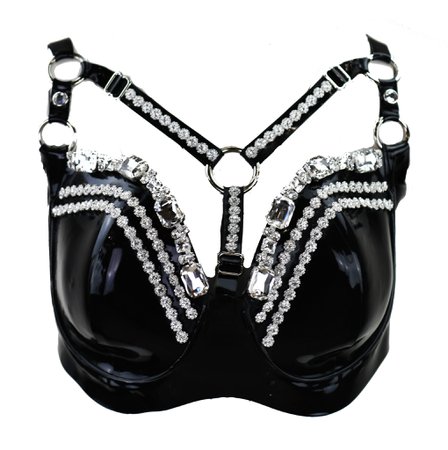*clipped by @luci-her* Black Bling Latex Bra – Venus Prototype Latex