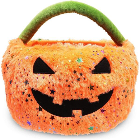 Spooky Central Plush Jack-O-Lantern Trick or Treat Bag for Halloween Party Decorations (10 x 8.75 In)