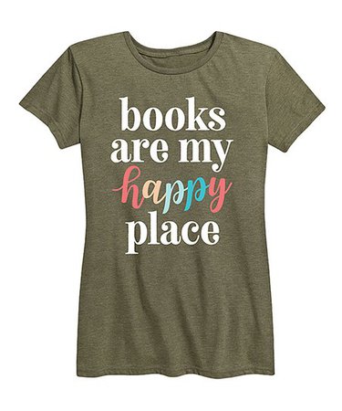 Instant Message Womens Burnt Olive Books Are My Happy Place Relaxed-Fit Tee - Women & Plus | Best Price and Reviews | Zulily