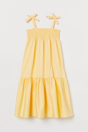 Smocked Cotton Dress - Light yellow - | H&M US