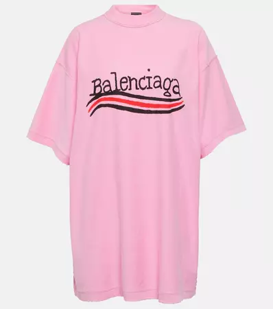 Logo Cotton Jersey T Shirt in Pink - Balenciaga | Mytheresa
