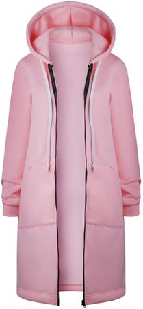 LISTHA Zipper Hoodie Long Coat Women Open Front Outwear Sweatshirt Warm Jacket Blue at Amazon Women’s Clothing store