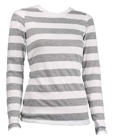 Amazon.com: Largemouth Women's Long Sleeve Striped Shirt Heather Gray/White (XS): Clothing