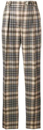 high waist checked trousers