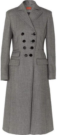 Janine Prince Of Wales Checked Wool-blend Coat - Black