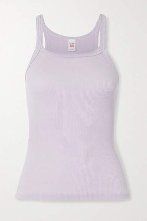 Ribbed Cotton-jersey Tank - Lilac