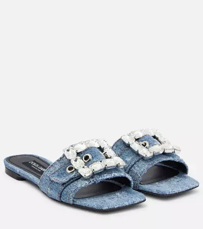 Dolce&Gabbana - Crystal-embellished denim sandals | Mytheresa