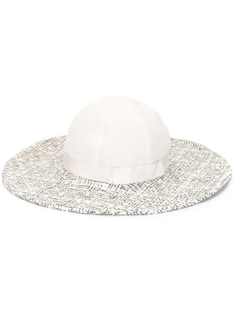 Shop white Chanel Pre-Owned CC bow sun hat with Express Delivery - Farfetch