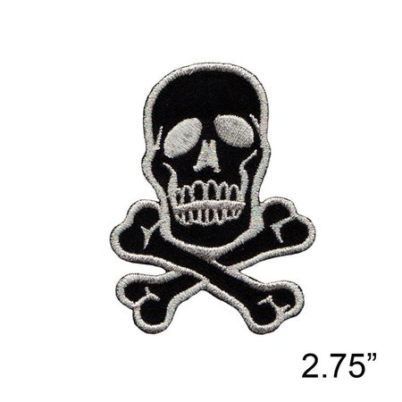 2 3/4 INCH Skull & Crossbones Silver On Black Embroidered Iron | Etsy