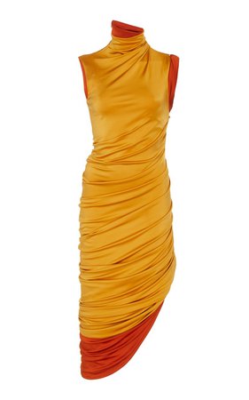 Ruched Asymmetric Stretch-Jersey Dress by MONSE | Moda Operandi
