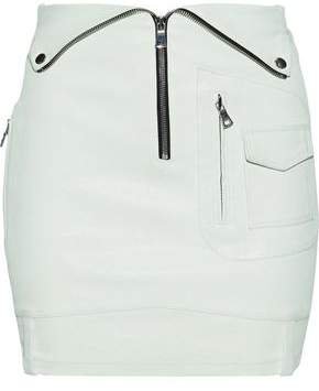 Zip-detailed Stretch-leather Mini Skirt