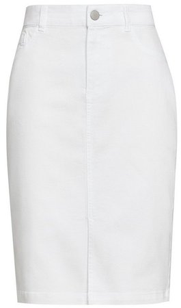 DP Petite White Denim Midi Skirt