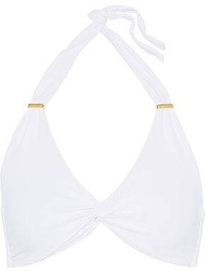 Africa Twist-front Stretch-pique Halterneck Bikini Top