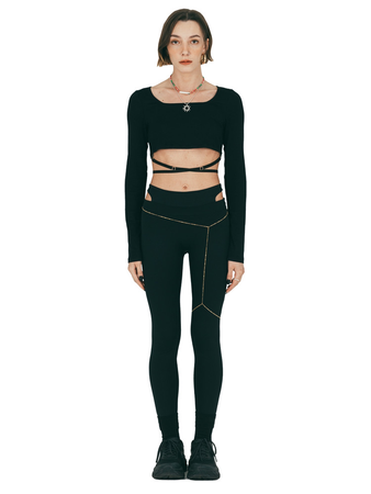 fan young square neck crop top