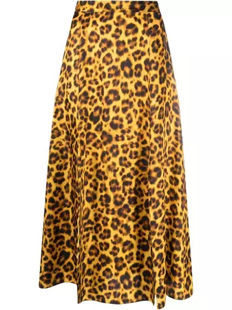 SANDRO leopard-print Midi Skirt