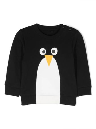 Black Penguin Motif Sweatshirt - STELLA MCCARTNEY KIDS - Russocapri