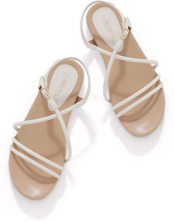 Amazon.com | DREAM PAIRS Women's Sdfs228w Sandals Summer Casual Dressy Cross Strappy Cute Comfortable Round Toe Flat Sandals, Nude, Size 8 | Flats