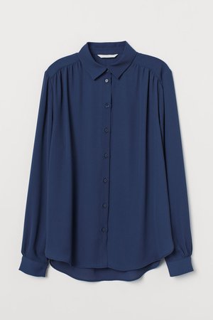 Long-sleeved Blouse - Dark blue - | H&M US