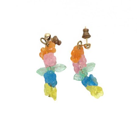 Vintage Rainbow Flower Charm Dangle Earrings | Etsy