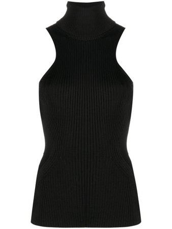 Shop black Mugler ribbed-knit turtleneck top with Express Delivery - Farfetch