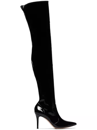 Gianvito Rossi black 85 thigh high vinyl boots £900 - Shop Online SS19. Same Day Delivery in London