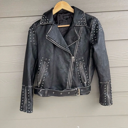 topshop studded leather jacket