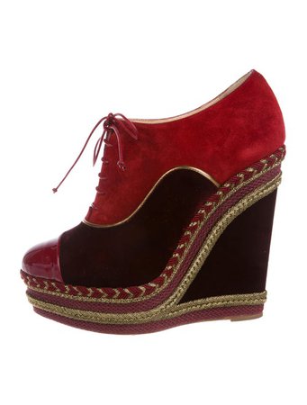 Christian Louboutin Velvet Wedge Booties - Shoes - CHT129323 | The RealReal