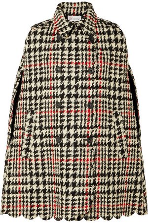 Red Valentino Houndstooth double-breasted wool-blend bouclé cape