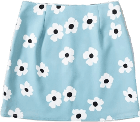 Pastel Blue Skirt With White Flowers💭