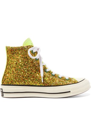 Converse | + JW Anderson All Star 70 glittered canvas high-top sneakers | NET-A-PORTER.COM
