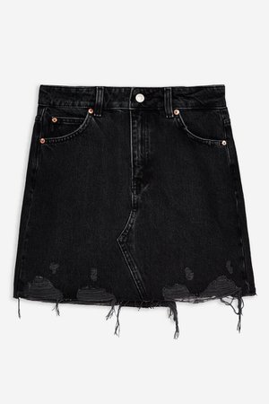 Black Denim Ripped Mini Skirt | Topshop