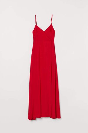 V-neck Maxi Dress - Red