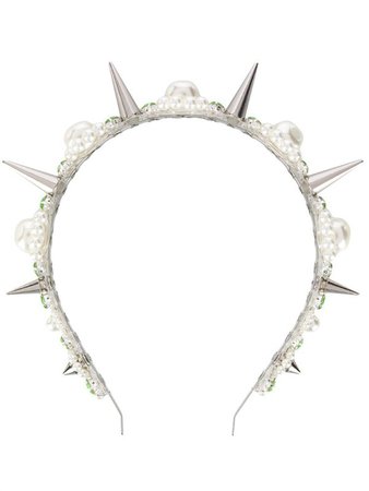 White Faux-pearl Spiked Headband - Editorialist