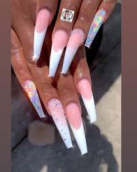 Long White Glam Nails