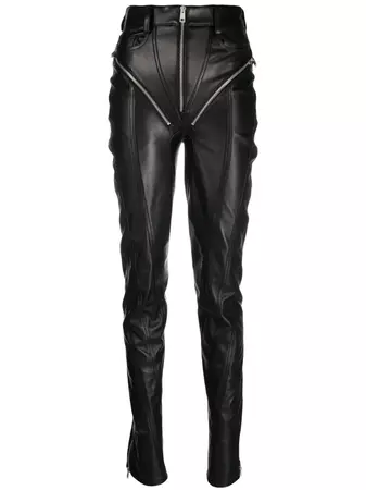 Mugler zip-embellished Leather Trousers - Farfetch