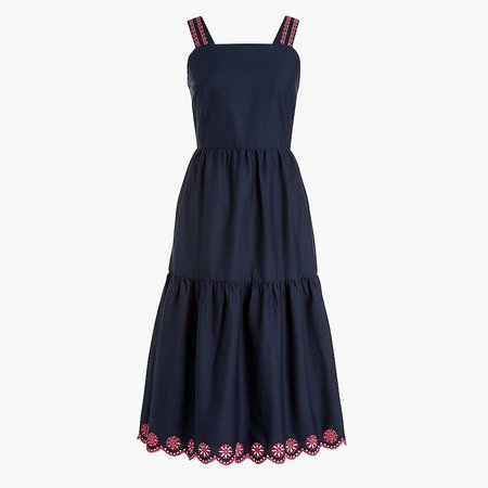 J.Crew Factory: Embroidered Scalloped Tiered Dress For Women