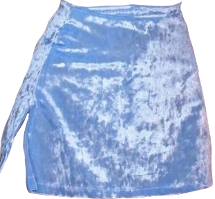 blue crushed velvet skirt with slit
