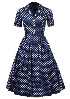 Women's 50s Style Rockabilly Cotton Vintage Dress