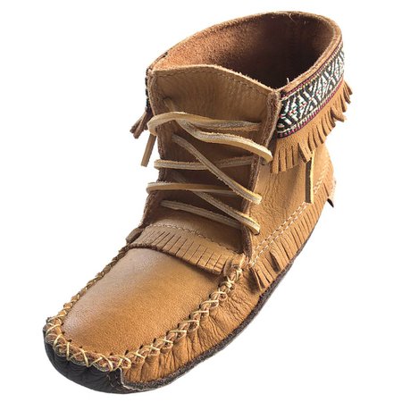 Womens Earthing Ankle Moccasin Boots with Native Indian Braid for Sale | The Earthing Store