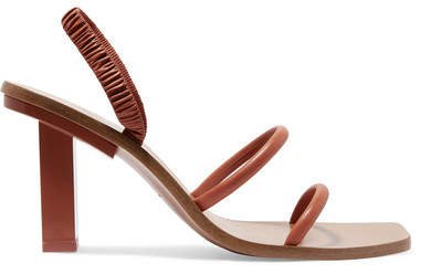 Kaia Ruched Leather Sandals - Brown