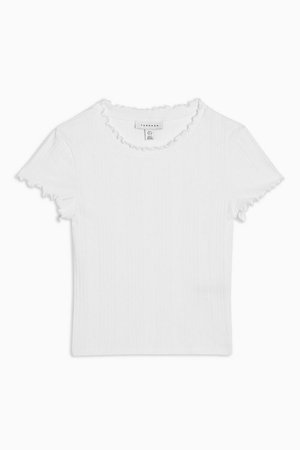 White Ribbed Lettuce T-Shirt | Topshop