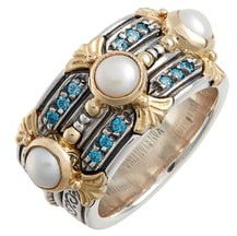 Thalia Pearl & Blue Spinel Band Ring