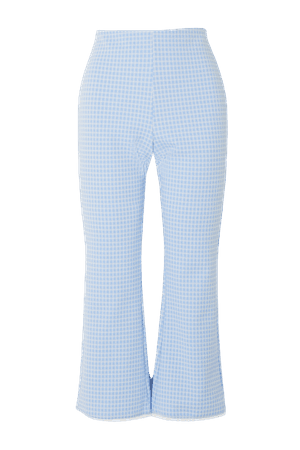 MIU MIU Cropped gingham stretch-knit flared pants